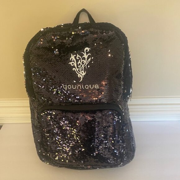 Younique Sequin Backpack Black Silver - Picture 1 of 6